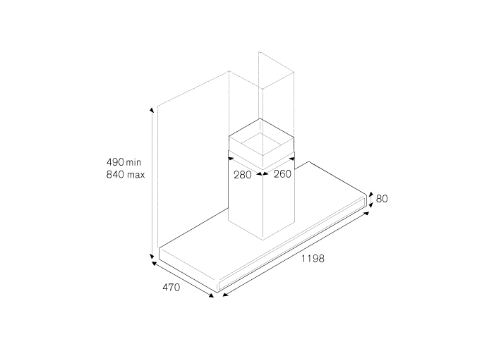 120 cm Island Mount Hood, 1 motor | Bertazzoni