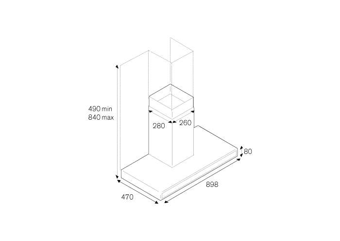 90 cm Wall Mount Hood, 1 motor | Bertazzoni