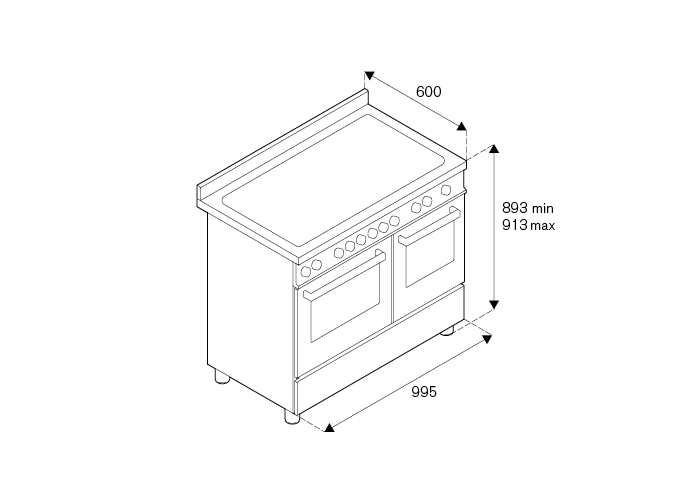 100 cm induction top electric double oven | Bertazzoni