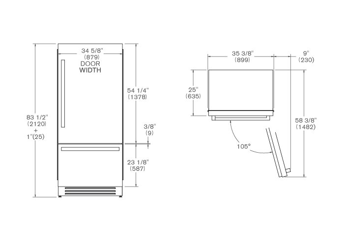 90 cm Built-In Bottom Mount, Panel Installed Right hinges | Bertazzoni