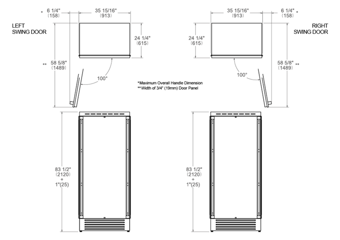 90 cm Built-in Refrigerator Column Panel Ready | Bertazzoni