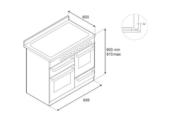 100 cm induction top, electric triple oven | Bertazzoni