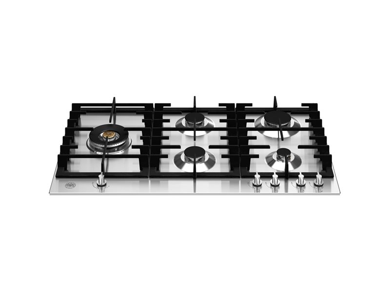 90 cm Gas hob with lateral dual wok | Bertazzoni - Stainless Steel