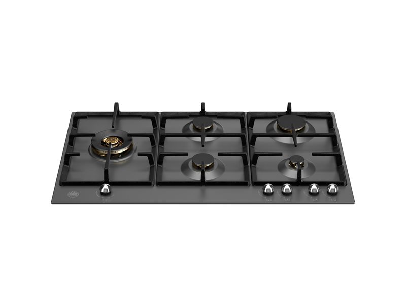 90 cm Gas hob with lateral dual wok | Bertazzoni - Nero Matt